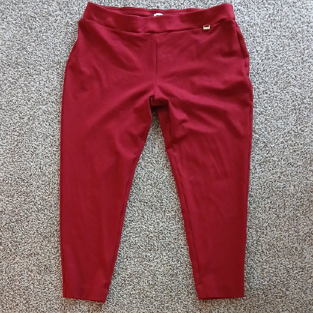 ANNE KLEIN burgundy plus size Leggings